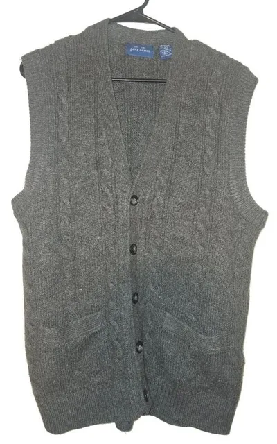 Towncraft Cable Knit Sweater Vest Size M Gray