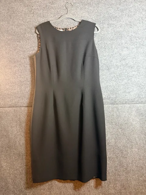 Maggy London Dress Size 14 Black Sleeveless Leopard Trim