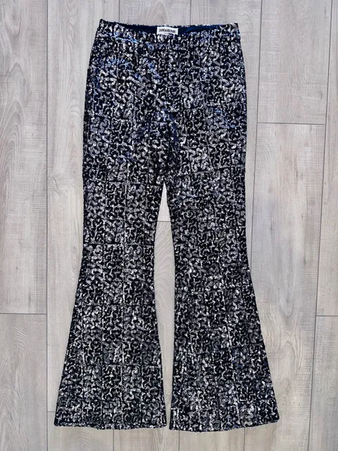 Zadig & Voltaire Défilé Sequin Flare Pants Black Silver