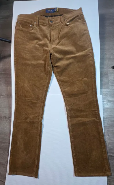 Polo Ralph Lauren Varick Slim Straight Corduroy Pants 34/32 Brown