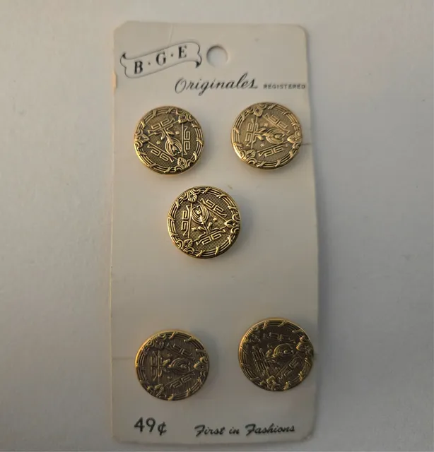 5 Vintage Egyptian Anubis / Gargoyle Brass Buttons ~ BGE Originales ~ ½” ~ New