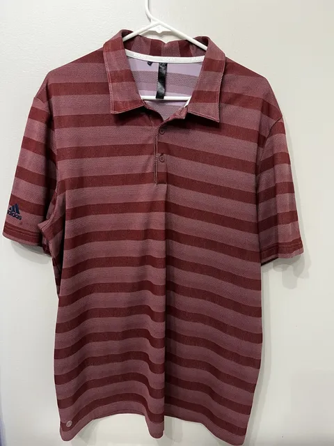 Adidas Polo Shirt Mens XL Red Short Sleeve Performance Stretch Golf *