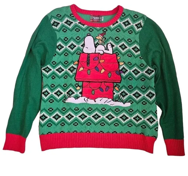 Peanuts Snoopy Light Up Song Ugly Christmas Sweater Spencers Unisex Adult XL