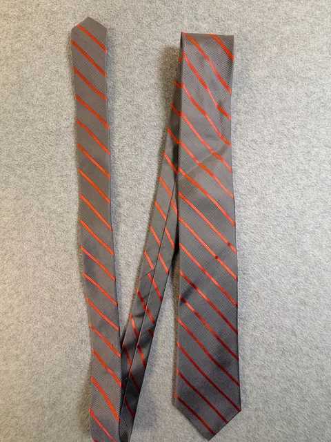 Calvin Klein Silk Striped Tie Gray Orange