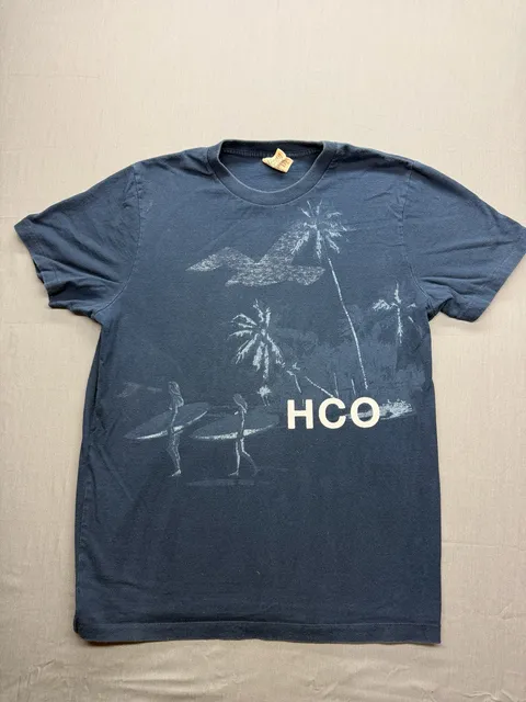 Hollister California HCO 1922 Single Stitch Shirt Blue Navy Size L