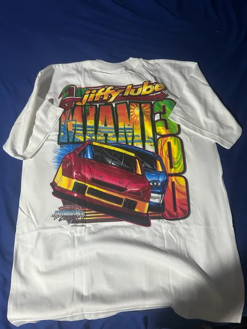 Vintage Nascar Jiffy Lube Miami 300 T-Shirt Size XL White