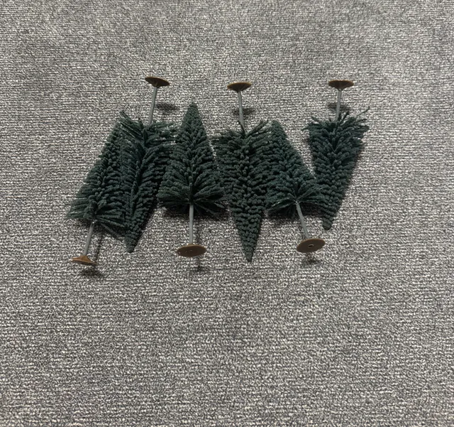 Vintage Bottlebrush Christmas Trees Dark Green Set of 6
