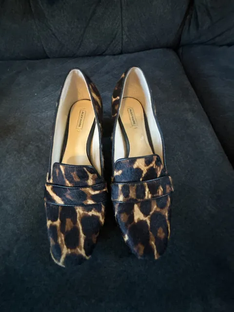 Alex Marie Leopard Print Calf Hair Loafer Block Heel Size 8M