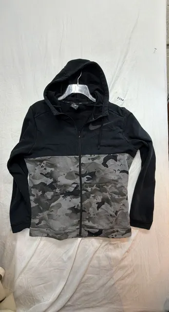 Nike Dri-FIT Camo Full-Zip Hoodie Size L Black Grey