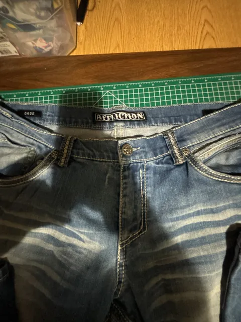 Affliction Gage Jeans Size 36 Blue Distressed Denim Pants