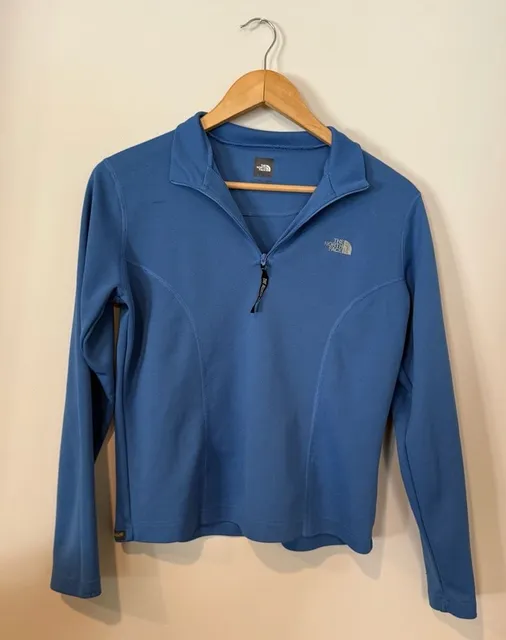 The North Face Quarter Zip Pullover Size L Blue Thermal Long Sleeve