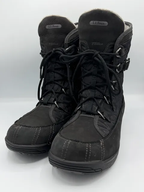 LL Bean Womens 11 M TEK2.5 Primaloft 200g Insulated Black Snow Winter Boots