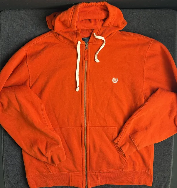 Chaps Sueded Fleece Full Zip Hoodie Size XXL Orange