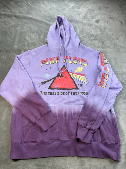 Pink Floyd Dark Side of the Moon Purple Ombre Graphic Pullover Hoodie