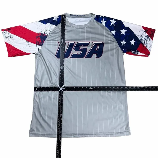 Boombah USA Jersey Size XL Gray Pinstripe American Flag