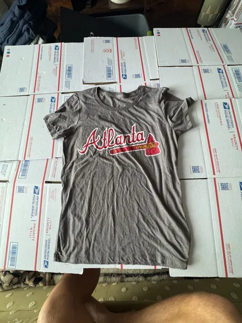 Atlanta Braves MLB T-Shirt Size Large Gray Cotton