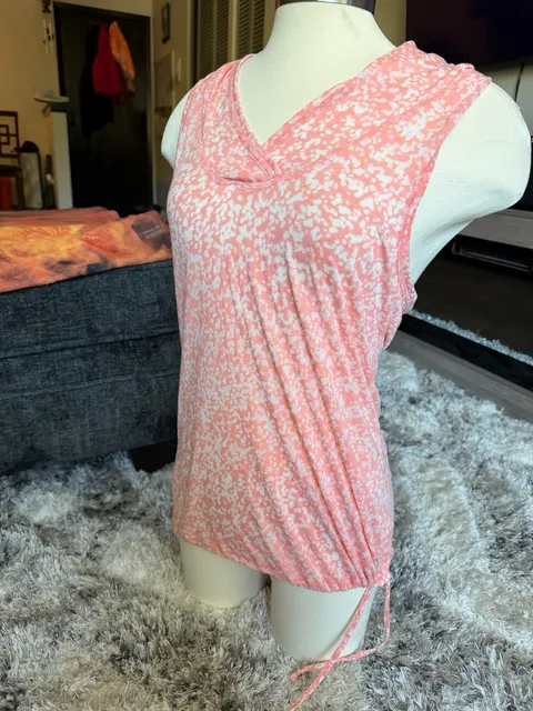 Active by Old Navy Hooded Tank Top Size S Pink White Animal Print Sleeveless