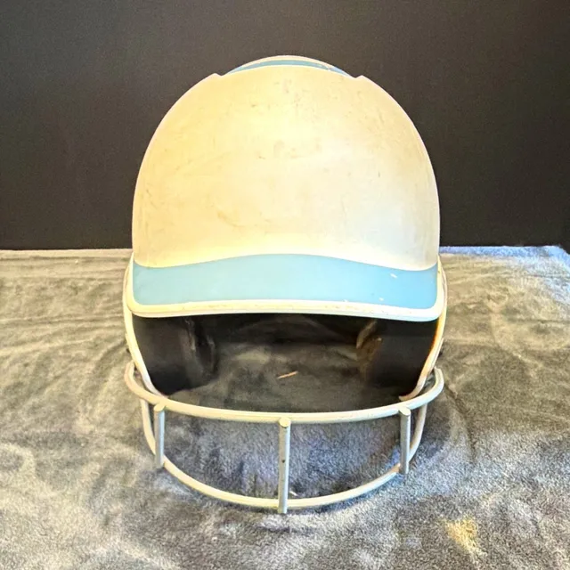 Mizuno MVP Adult G2 Full Face Batting Helmet w Face Guard6 3/4-7 3/8, Wht/Lt Blu