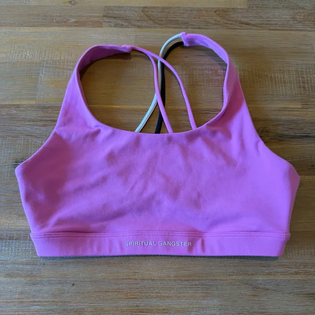 Spiritual Gangster Sports Bra Orchid Pink Strappy Back Workout Yoga Top Size S