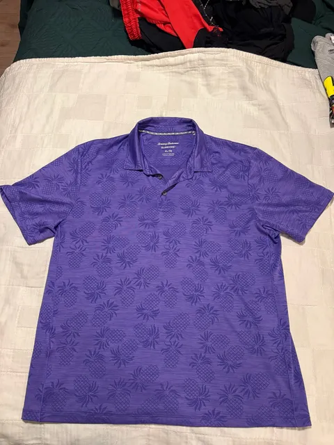 Tommy Bahama IslandZone Polo Size XL Purple Pineapple Print