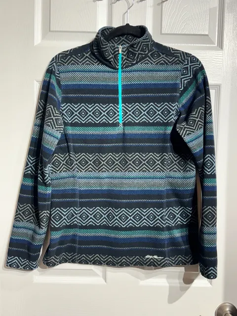 Eddie Bauer Women’s Fair Isle Pattern 1/4 Zip Fleece Pullover