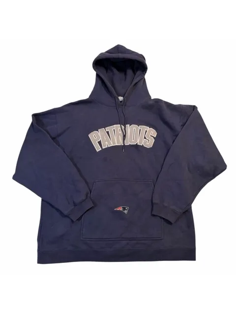 Vintage 90s Reebok New England Patriots Hoodie Men's XXL NFL Football Blue