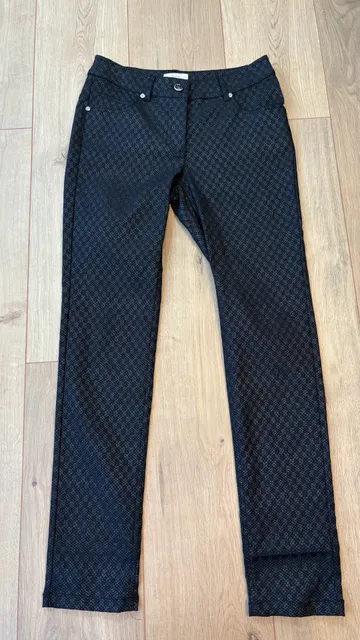Eric Pants Size 38 Black Patterned Slim Fit Trousers