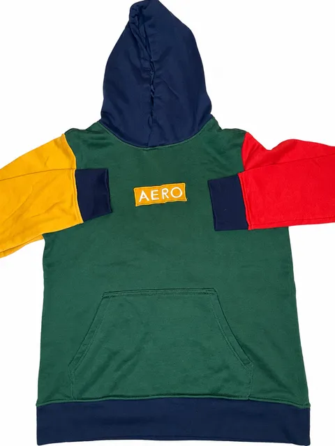 Aeropostale Colorblock Hoodie Size M Green Yellow Red Blue