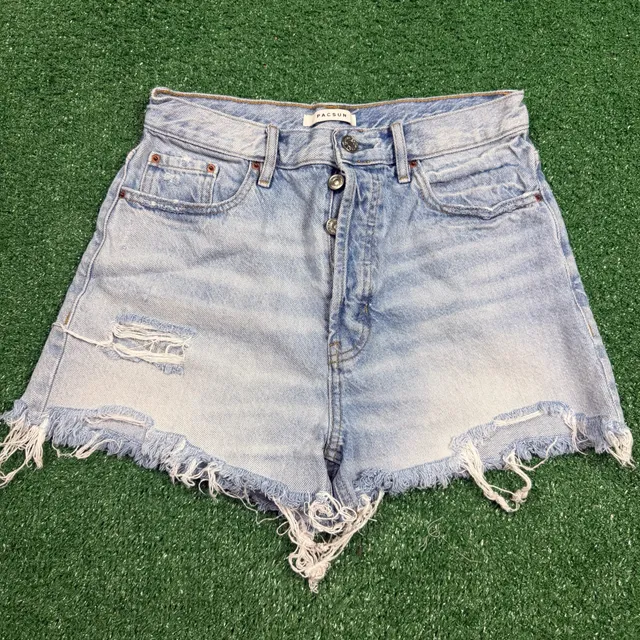 PacSun Distressed Denim Shorts Light Wash