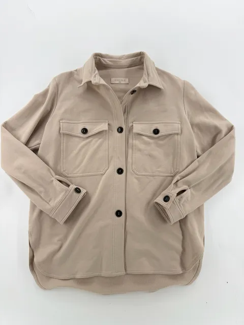 Circolo 1901 Women Italy 44 US 8 Beige Cotton Stretch Shacket Overshirt Jacket