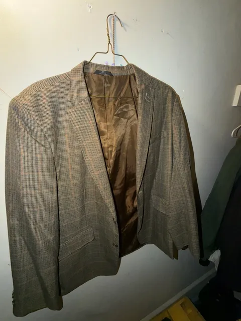 Mens Brown Plaid Houndstooth Blazer Sport Coat Jacket