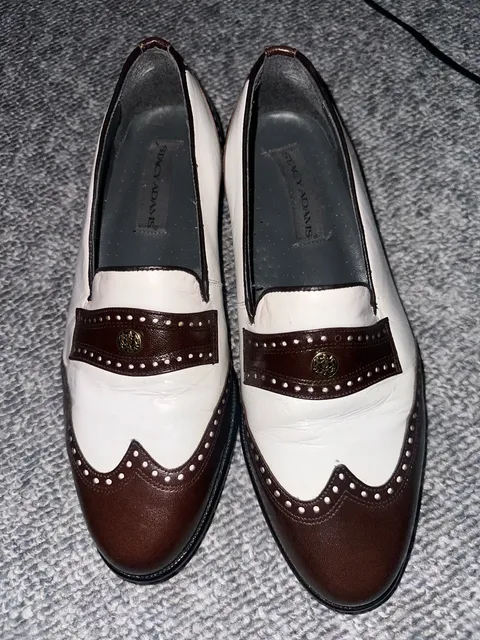 Stacy Adams Wingtip Loafers Brown White Leather Dress Shoes