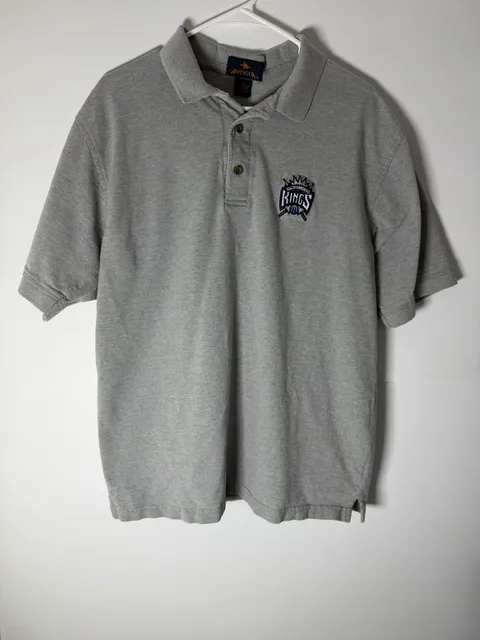 Vintage Antigua Sacramento Kings Polo Shirt Size L Gray Cotton
