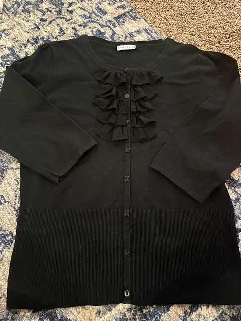 Fred David Ruffled Cardigan Black Sz L