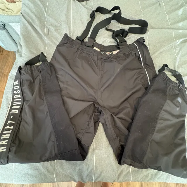 Harley-Davidson Rain Pants Size XL Black Suspenders Motorcycle