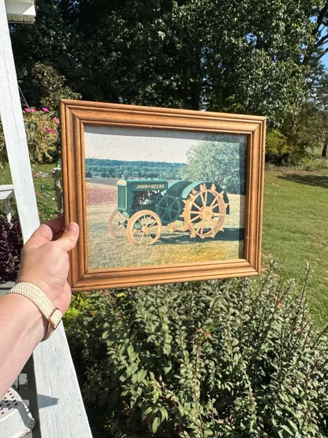 John Deere Vintage Tractor Framed Wall Art Picture