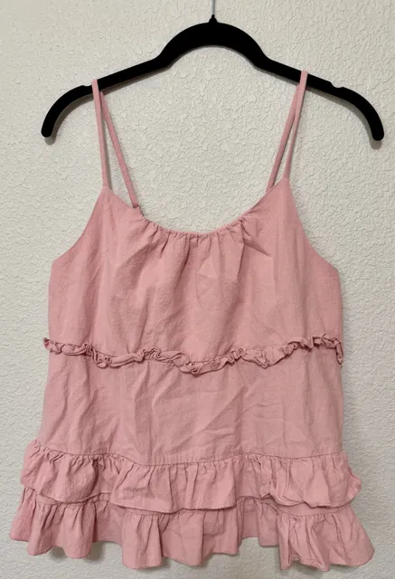 Pink Ruffle Cami Top Size M