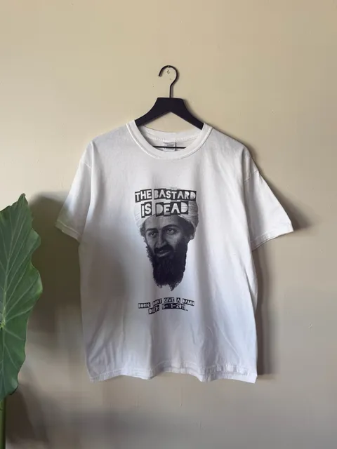 Gildan The Bastard Is Dead Osama Bin Laden T-Shirt Size L White