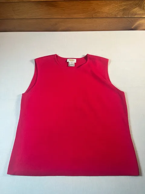 Talbots Ribbed Tank Top Size XL Red 100% Cotton Sleeveless Pullover