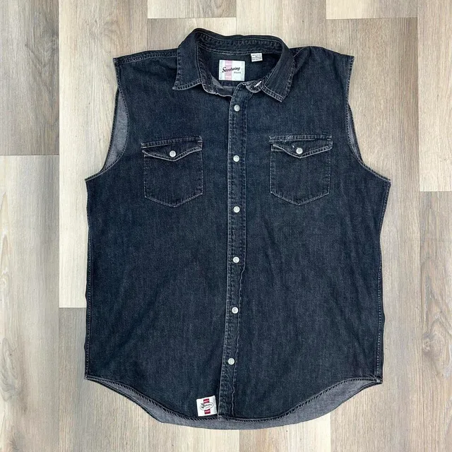 Steelwing Denim Vest XL Black The Lost Station Embroidered Back