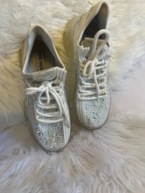 Steve Madden Possession Rhinestone Sneakers White