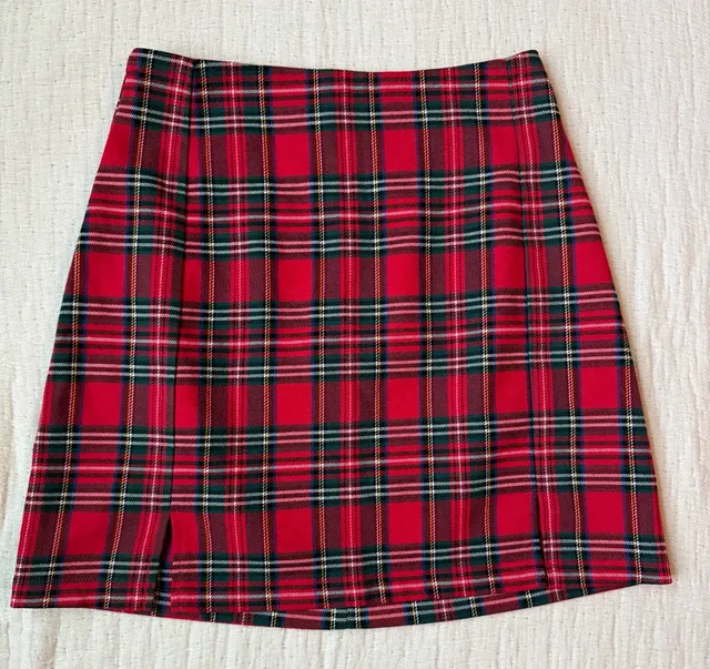 Brandy Melville Red Tartan Plaid Cara Skirt