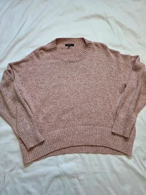 Quince Organic Cotton Sweater Size S Pink Marled Knit Pullover