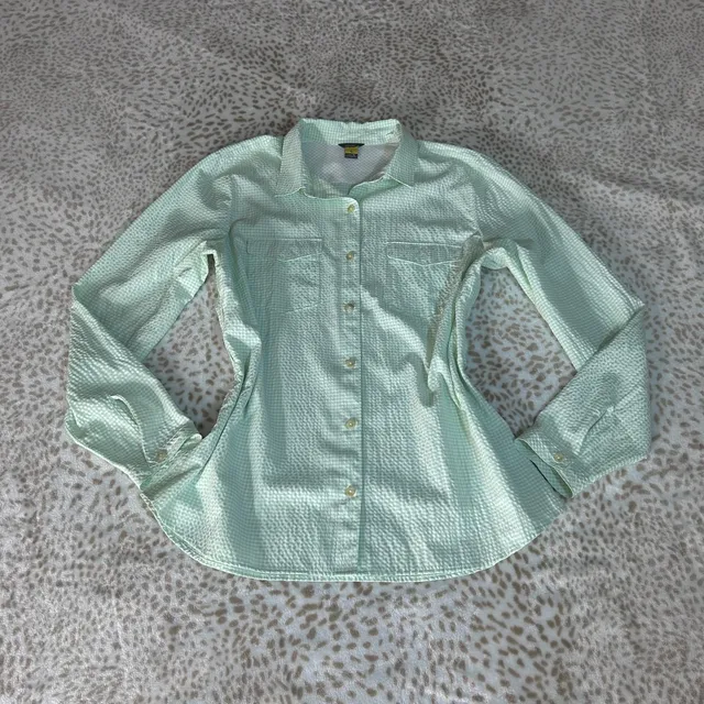 Eddie Bauer Gingham Button-Down Shirt Size XL Mint Green