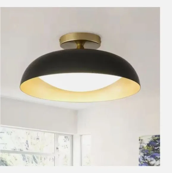 Aiwen Semi-Flush Mount Ceiling Light 14.96 in. Black and Gold