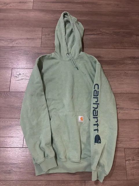 Carhartt Loose Fit Midweight Logo Sleeve Hoodie Size S Mint Green