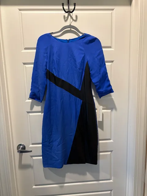 Women's Colorblock Sheath Dress, Royal/Black, NWT