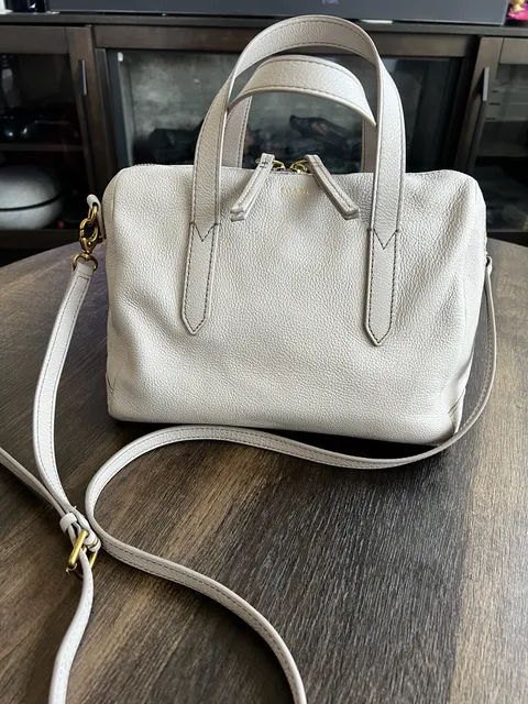 Fossil Sydney Satchel Leather Crossbody Bag Mineral Grey