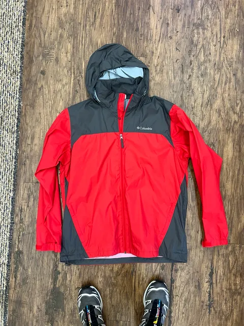 Columbia Glennaker Lake Jacket Size L Red Gray Rain Windbreaker