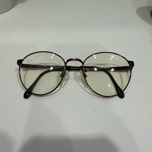Luxottica 402 Size 51/19 Carbomahogany Round Eyeglass Frames Italy